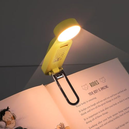 VAVOFO USB Rechargeable Book Light, Blue Light Blocking, Amber Clip-On Bookmark Shaped Reading Light with 6 LEDs and 9 Modes for Bedtime Reading - color: Yellow