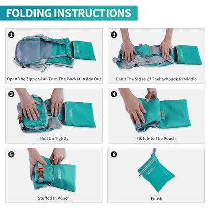 Hiking Backpack 10L/15L Small Daypack Lightweight Packable Travel Foldable Water Resistan for Women Men (Lake Green, 10L) - color: Lake Green, size: 10L