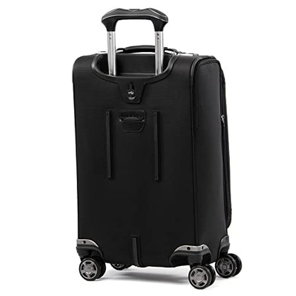 Travelpro Platinum Elite Softside Expandable Carry on Luggage, 8 Wheel Spinner Suitcase, USB Port, Suiter, Men and Women, Shadow Black, Carry On 21-Inch - color: Shadow Black, size: Carry-On 21-Inch