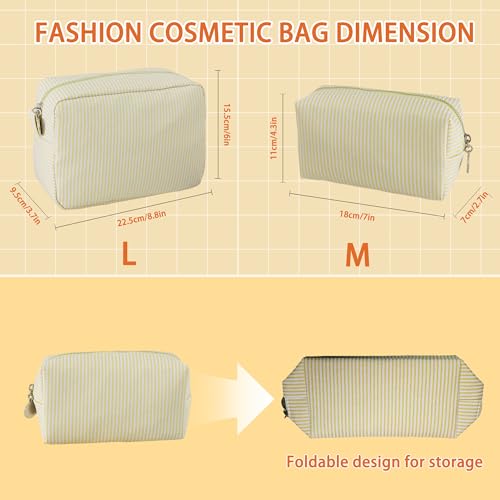 2pcs Makeup Bag Travel Toiletry Bag for Women Lightweight Make Up Bag Purse Organizer Pouches Large Cosmetic Bag Small Makeup Pouch Medicine Bag Travel Essentials for Women Yellow - color: yellow