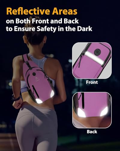 Sling Backpack for Women & Men, Crossbody Travel Bag with Water Bottle Holders, 17 Pockets, Quick-Access Phone Pocket, Hidden Security Pocket, Fits 11" Tablet, for Daily Carry, Travel, Theme Parks - color: G-berry Rose