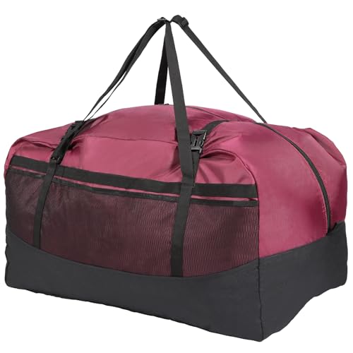 REDCAMP Foldable Travel Bag, Large Sports Bag, 75L/96L/100L, Lightweight Waterproof Tote Bag - color: Wine Red 100L