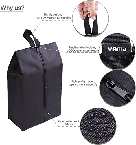 YAMIU Travel Shoe Bags Set of 2 Waterproof Nylon with Zipper for Men & Women (Black) - style: 2 Pack - Black