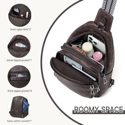 Leresas Sling Bag for Women Crossbody Fanny Pack Sling Purse Backpack Vegan Leather Travel Handbag Cross Over Shoulder Bag Gifts for Women Coffee - color: Coffee