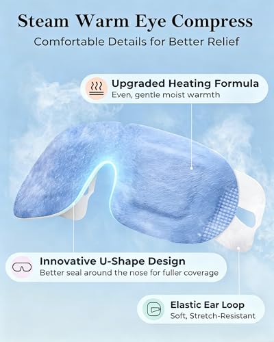 16 Pack Steam Eye Mask for Dry Eyes: Self-Heating Warm Compress for Stye Relief & Digital Eye Strain, FSA&HSA Eligible, Travel & Spa Essential, Disposable, No Microwave, Self-Care Gift, Unscented - color: Blue -16 Packs