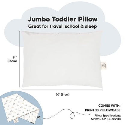 KeaBabies Organic Toddler Pillow with Pillowcase, Jumbo 14X20 - Soft Cotton Toddler Pillows for Sleeping - Machine Washable - Perfect for Travel, Toddler Bed Set (Jolly Rainbow) - color: Jolly Rainbow