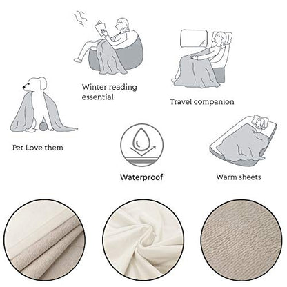 Ameritex Pet Bed Blanket Reversible 100% Waterproof Velvet Super Soft for Sofa and Bed (68x82 Inches, Cream+Beige) - color: Cream+beige, size: 68x82 Inches