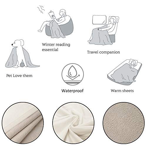 Ameritex Pet Bed Blanket Reversible 100% Waterproof Velvet Super Soft for Sofa and Bed (52x82 Inches, Cream+Beige) - color: Cream+beige, size: 52x82 Inches