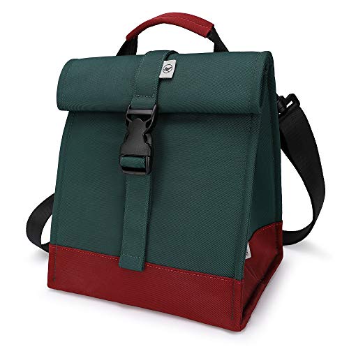 SUNNY BIRD Insulated Lunch Bag Rolltop Lunch Box Tote Lunchbox Bag for Women, Men, Adults and Teens (Green) - color: Green