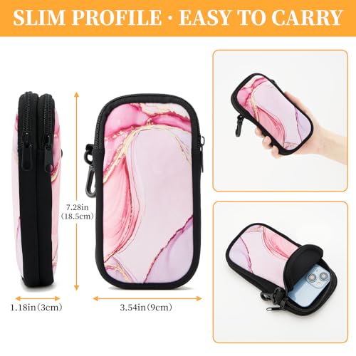WOZEAH Double Eyeglass Case with 2 Compartments, Travel Eyewear Organizer for Two Pairs of Glasses - color: Pink Marble