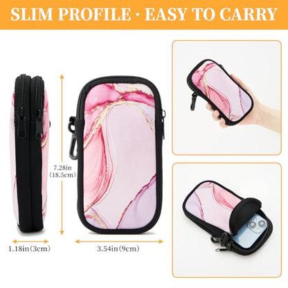 WOZEAH Double Eyeglass Case with 2 Compartments, Travel Eyewear Organizer for Two Pairs of Glasses - color: Pink Marble