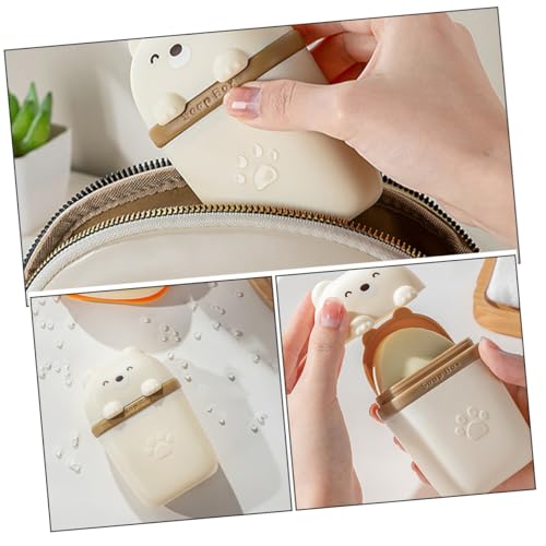 Portable Soap Holder with Lid Leakproof Travel Soap Container for Shower and Camping Creative Bear Design Multiuse Box with Drainage and Items