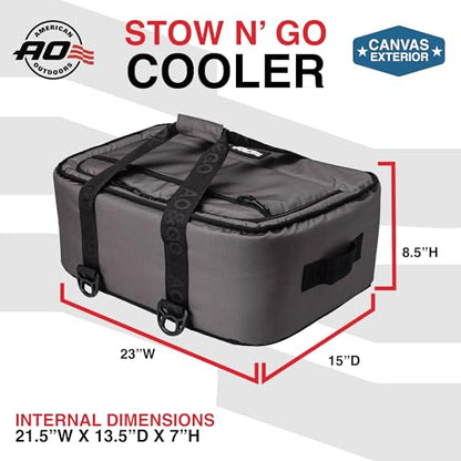 AO Coolers Stow-N-Go Canvas Soft-Sided Cooler, Low Profile and Leak Proof, Insulated for 24-Hour Cold - color: Smoke, Canvas