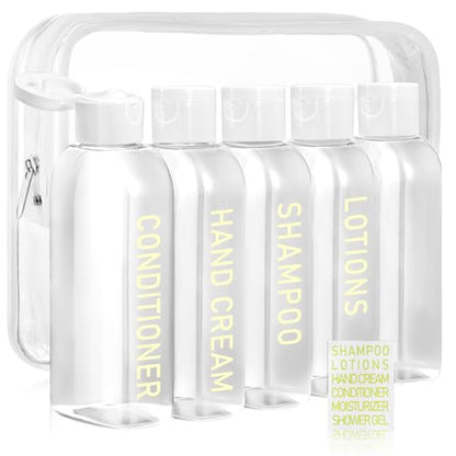 Travel Shampoo Bottles 5 pcs 3.4oz TSA Approved Travel Bottles for Toiletries Travel Size Bottles Leak Proof Empty Lotion Containers with Flip Cap Small Plastic Squeeze Bottlesp-Clear - color: Clear