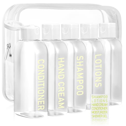 Travel Shampoo Bottles 5 pcs 3.4oz TSA Approved Travel Bottles for Toiletries Travel Size Bottles Leak Proof Empty Lotion Containers with Flip Cap Small Plastic Squeeze Bottlesp-Clear - color: Clear