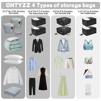 ONTYZZ Travel Vacuum Compression Bags 12 inch Space Saver Bags Vacuum Travel Case with IP67 Waterproof Zipper for Socks, Underwear, One Bag Black - color: 12'' One Bag