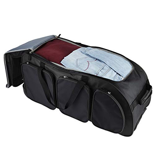 Travelers Club Xpedition 30 Inch Multi-Pocket Upright Rolling Duffel Bag - color: Black