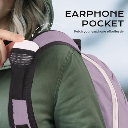 VPBAGE 15L Water-resistant Hiking Daypack for Women, Small Backpack Travel Outdoor, Lightweight Day Pack with Tool Loops - color: Light Purple