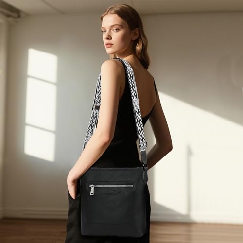 TANTOMI Crossbody Bags for Women Casual Crossbody Purses for Women Travel Shoulder Bag Handbags with Adjustable Strap - color: Black