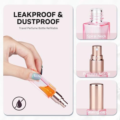 Perfume Travel Refillable Atomizer, 3 Pack 10ml Leak Proof Refillable Perfume Bottle for Air Travel, Purse and Business Trips, Glass Atomizer Sprayer for Cologne with Funnel & Pipette - color: Pink