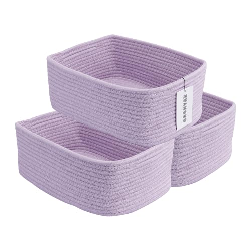 XUANGUO Small Woven Storage Baskets 13“X9”X5“ Decorative Rope Bins for Organizing Shelves, Closets, and Toys, Empty Gift Baskets, Cute Organizer Basket for Home and Office (purple, Large) - color: purple, size: Large