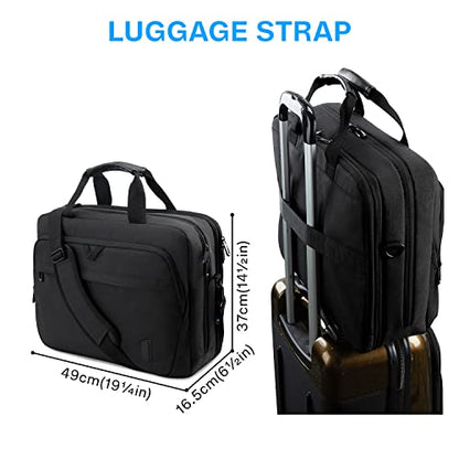 BAGSMART 18 Inch Laptop Bag, Expandable Briefcase, Computer Bag Men Women, Laptop Shoulder Bag, Work Bag Business Travel Office - Black - color: Black-18.4 Inch