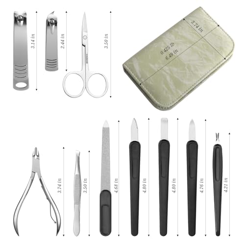 Manicure Pedicure Set, Nail Clipper Set 10-Piece Set Professional Manicure Kit Nail Kit with Portable Travel Case Gift for Men Boyfriend Parent(Light Green) - color: light green