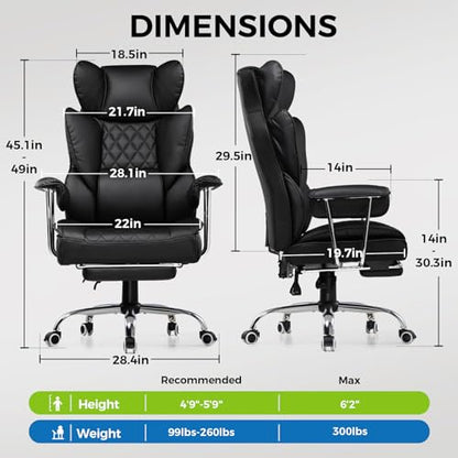GTPLAYER Gaming Chair,Office Chair with Pocket Spring Lumbar Support, Ergonomic Comfortable Wide Office Desk Computer Chair with Outward Fixed Soft Armrests and Footrest (PU Leather, Black) - color: Deepblack