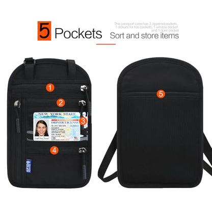 Neck Wallet Lightweight RFID Blocking Waterproof Travel Pouch Passport Wallets for Women Men - color: Small-Black