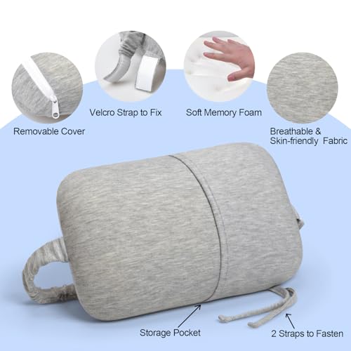 Love&go Portable Small Travel Pillow, Made with Soft Memory Foam Pillow and Breathable Cover, for Backpacking Hiking, Camping, Airplane and Car Trip (Gray)