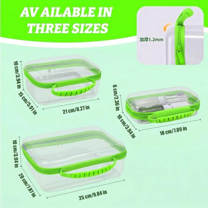 3 Pack Clear Hard Shell Zipper Cases with Handle, Waterproof Toiletry Bag for Travel, Diaper Bag Organizer Pouches, Nesting Pouches for Makeup, Toys, Snack Pouches, Stationery (Green) - color: Green