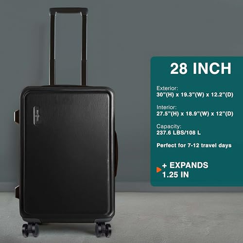 TRAVELARIM Luggage Sets 3 Piece, 20 Inch Carry on Luggage and 28 Inch Suitcases with Wheels Spinner, Durable Hard Shell Suitcase Set, Expandable Travel Suitcase, Jet Black - color: Jet Black, size: 3 Piece Set (20"/28")