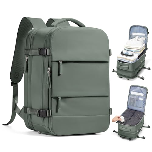 wepadre Vacuum Backpack Travel with Pump Travel Backpack with Vacuum System Expandable Vacpack Compression Backpacks for Travel Easy Vac Pack Carry on Luggage - color: Army Green