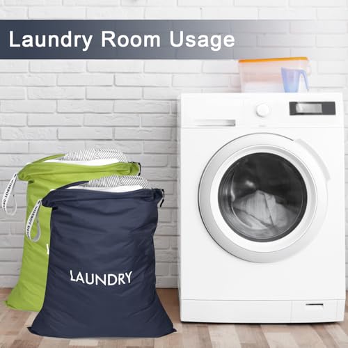 WiseBoy 2 Pack Laundry Bags, Travel Laundry Bag for Dirty Clothes, Washable Nylon Wet Dry Bag, Swimming Yoga Bathing Suit Workout Wet Dry Bags - color: Navy Blue/Green