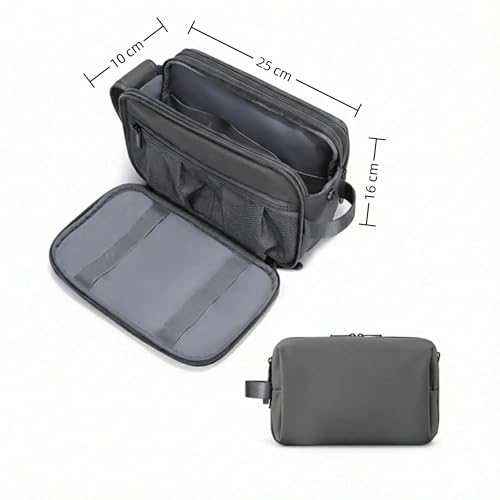 2Pack Men's Toiletry Bag Pu,Travel Toiletry Organizer, Waterproof Shaving Kit Pouch For storing daily essentials like toiletries and cosmetics,Black (Grey) - color: Grey