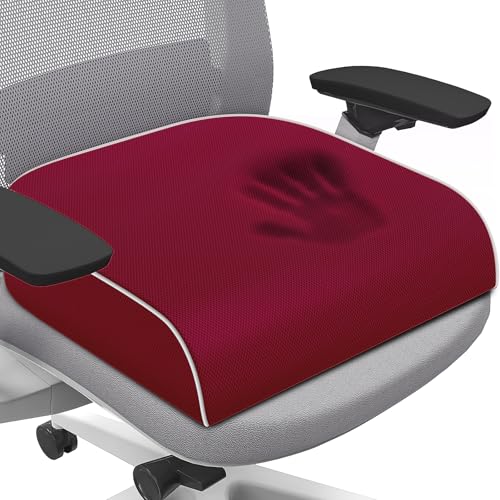 SweetSlubr Seat Cushion for Tailbone Pain Relief, Office Chair Cushion, Memory Foam Large Chair Pad with Non-Slip Cover for Soft Support at Office Chair, Car Seat, Airplane Red/2X-Large - color: Red, size: 2X-Large