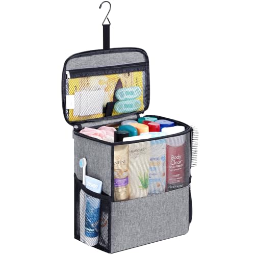 Lifewit Shower Bag Mesh Shower Caddy Portable College Dorm Room Essentials Tote Bag for Bathroom, Gym, Travel, Camping Quick Dry Hanging Shower Organizer Basket Toiletry Bag, Large, Grey - color: Grey, size: L(9.8"L x 6.5"W x 11.4"H)