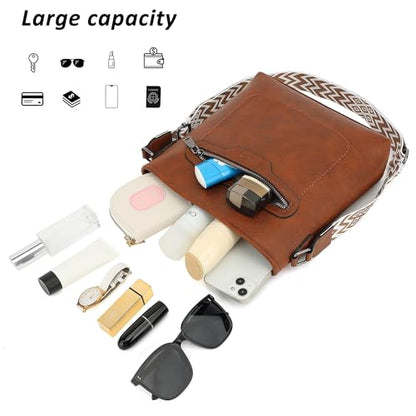TANTOMI Crossbody Bags for Women Casual Crossbody Purses for Women Travel Shoulder Bag Handbags with Adjustable Strap - color: Brown