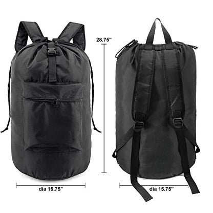 BeeGreen Laundry Bag Backpack w Adjustable Shoulder Straps College Dorm Essentials w Drawstring Closure for Travel Camp Heavy Duty Laundry Hamper Backpack Portable w Handle Xlarge Black - color: Black, style: With Front Zipper Pocket