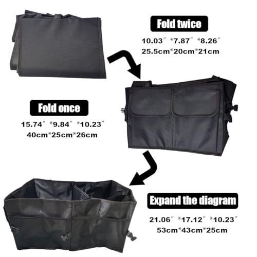 GLSOWEE Trunk Organizer for Car - Collapsible Car Storage Organizer with 3 Compartments - Foldable Car Trunk Organizer for SUVs & Sedans - Waterproof Storage Container Box Car Organizer (1PCS)