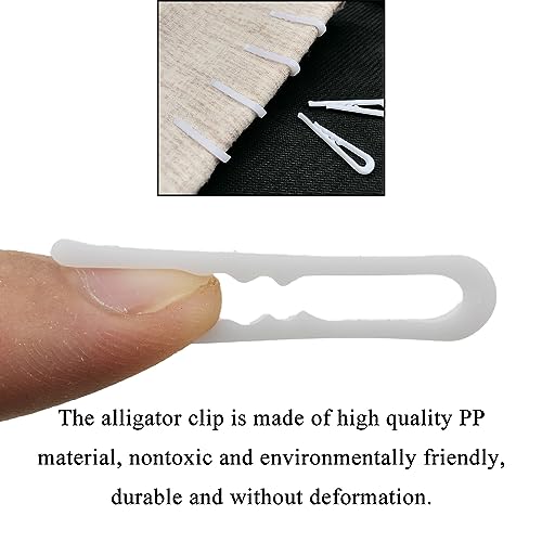 HAHIYO 1.5in/38mm 200Pcs White Plastic U-Shape Alligator Clips - Fabric Clothespins with Teeth for Sewing, Folding, Securing Fabric, Cloth, Sock, Pant - size: White - 1.5 inches - 200 Count - With Teeth