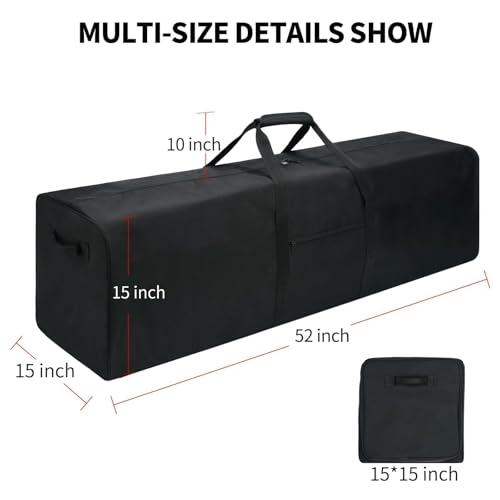 Urbanstand 52 Inch Extra Large Duffle Bag for Travel, 190L Sports Gear Storage Bag with 2-way Lockable Zippers, Long Duffel Bag for Tent Camping Moving tripod (Black) - color: Black, size: 52inch