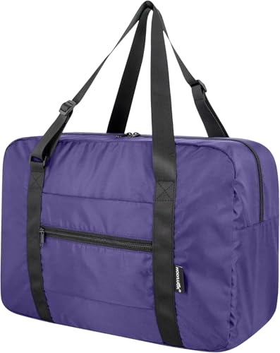Foldable Travel Duffle Bag, Airlines Approved Carry On Bag Weekender Overnight Bag for Men Women, 23L (Purple) - color: Purple, size: 23L
