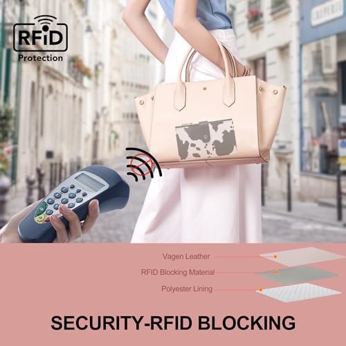 yiijay Wallet Women RFID Blocking Multi Cards Wallet Credit Card Holder for Women Large Capacity Lady Leather Trifold Travel Wallet with Pen Holder - color: 2Cow Print Black