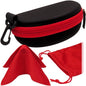 MyEyeglassCase Sports Sunglasses Case and Slim wallet Semi hard large glasses case w/belt clip soft pouch & cloth - color: B15hc Black/Red1