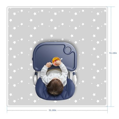 High Chair Splash pad, 51" 51 Non-Slip Waterproof Multi-Purpose Splash pad, Washable Splash pad for high Chair Floor Protection Table Cloth Portable Early Education Picnic Play mat (Star) - color: Five-pointed Star