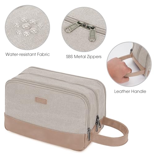 WANDF Travel Toiletry Bag for Men Large Toiletries Shaving Bag Water Resistant Hanging Dopp Kit Travel Accessories Bag for Women Men (Beige Gray) - color: Beige Gray