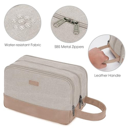 WANDF Travel Toiletry Bag for Men Large Toiletries Shaving Bag Water Resistant Hanging Dopp Kit Travel Accessories Bag for Women Men (Beige Gray) - color: Beige Gray