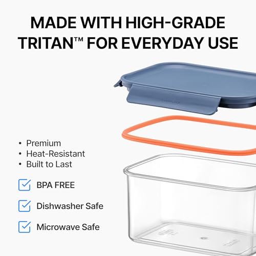LocknLock Tritan Plastic Bisfree Modular Plus Food Storage Container Set, 8 set (4 containers & 4 Lids)- Navy - color: Navy, size: 8 set (4 containers & 4 Lids)