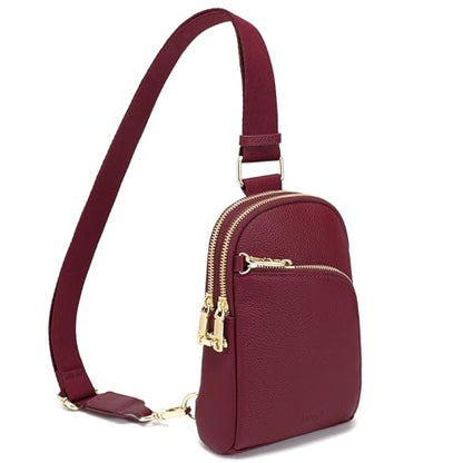 INICAT RFID Blocking Sling Bag, Anti Theft Crossbody Bag for Women Compact Travel Purses Leather - color: Red